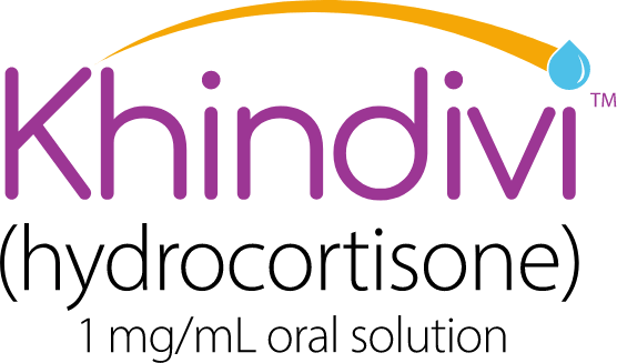 KHINDIVI hydrocortisone oral solution logo. KHINDIVI is the only FDA-approved liquid hydrocortisone for children with adrenal insufficiency